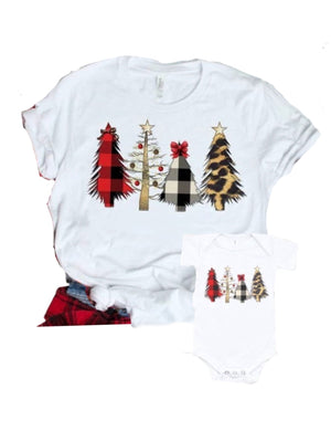 Open image in slideshow, Buffalo Plaid Christmas Tree Bodysuit or Shirt
