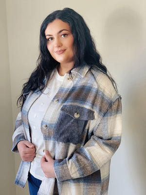 Open image in slideshow, TEXTURED PLAID SHACKET
