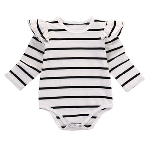 Open image in slideshow, Striped Ruffle Bodysuit
